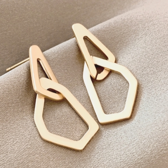 Jewelry - Geometric Dipped Matte Gold Earrings .925 plated
